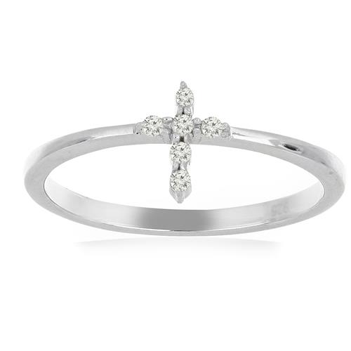 REAL WHITE DIAMOND DOUBLE-CUT GEMSTONE RING IN 925 SILVER